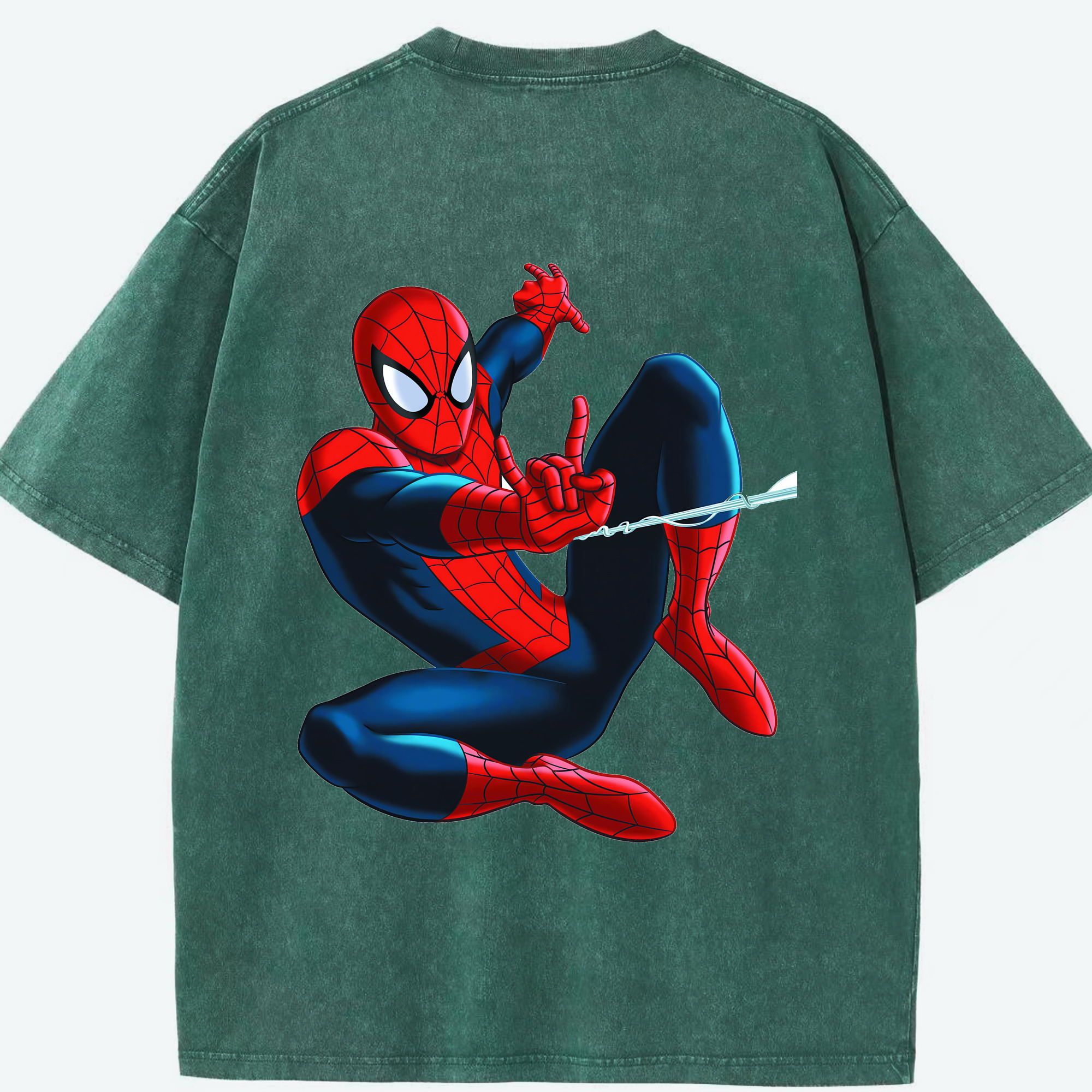 （画像用） Spider Man スパイダーマン 綿100% ヴィンテージ風 半袖Tシャツ（背面プリント）